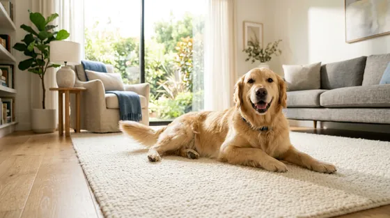 Technician treating a pet stain on a light carpet